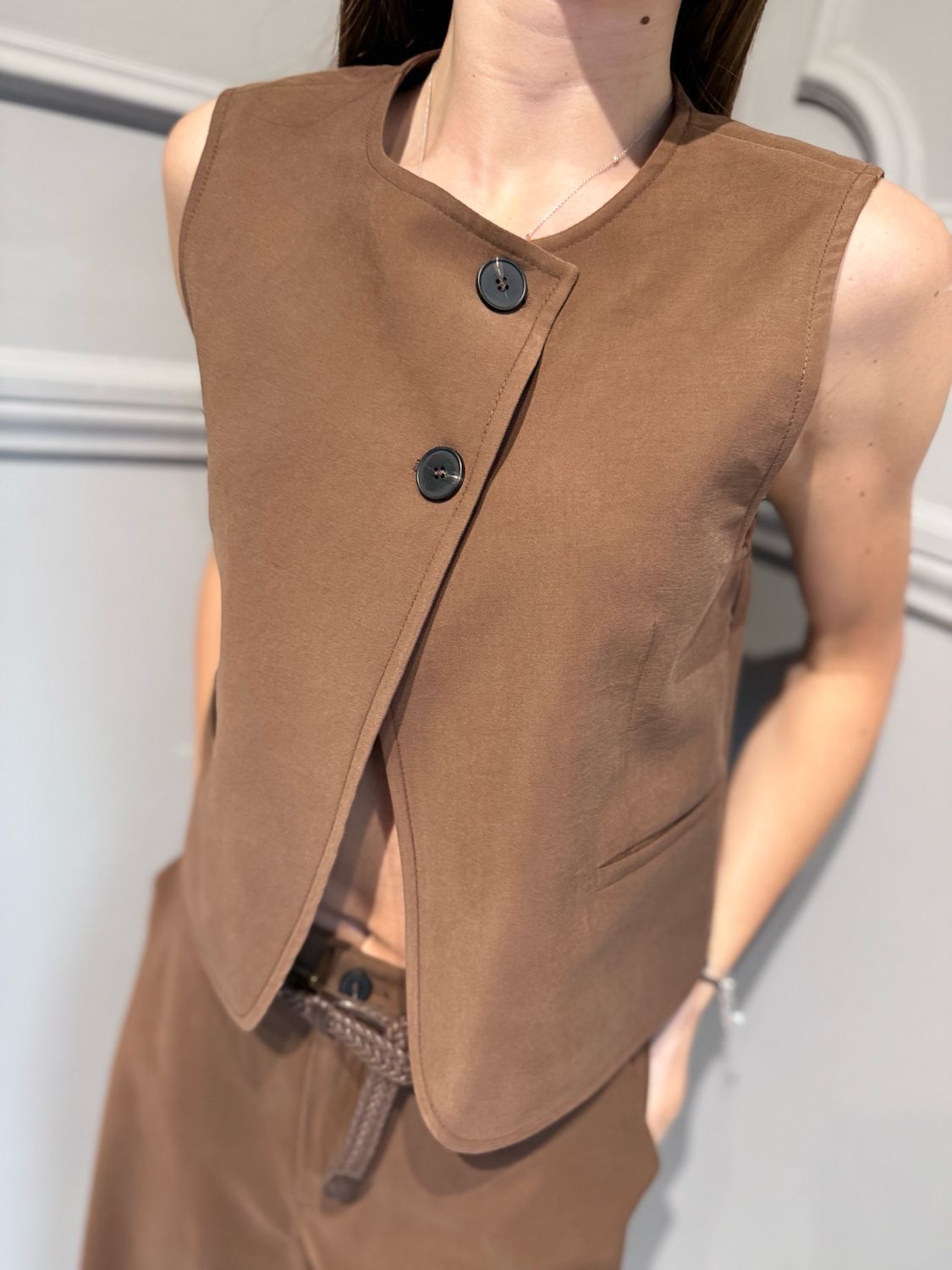 HAVE ONE - gilet 3 bottoni LMN-Q034 Moro
