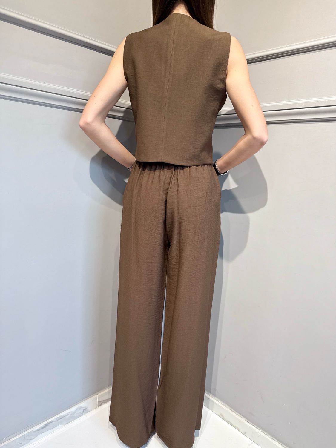 HAVE ONE - pantalone elastico dietro PIA-Q532 moro