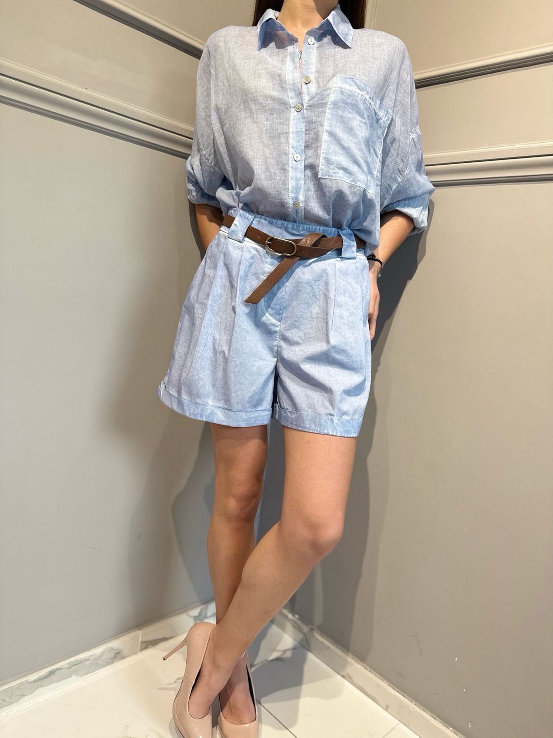 HAVE ONE - pantaloncino risvolto PFL-Q233 jeans
