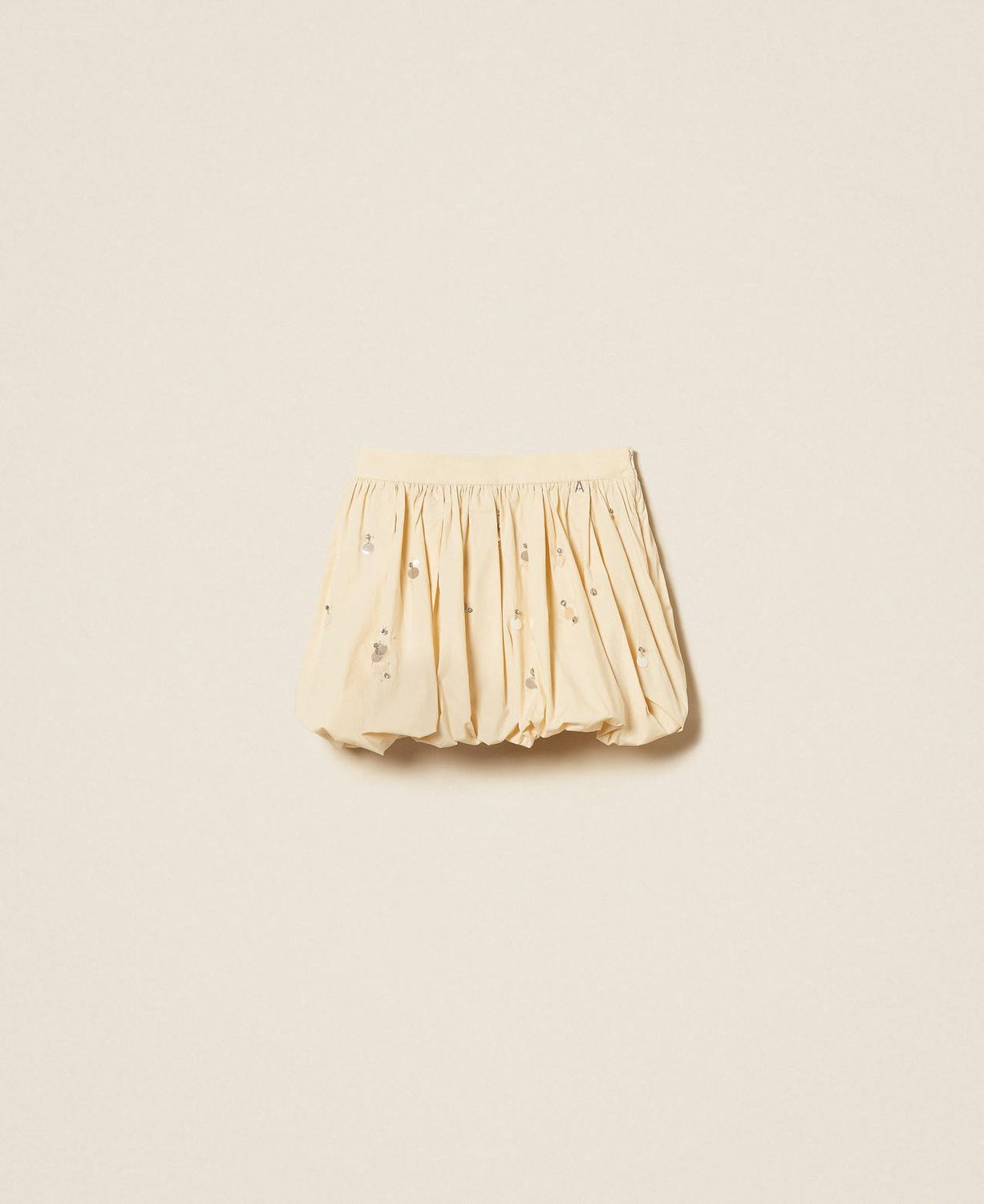 TWINSET ACTITUDE - Minigonna balloon in popeline con ricamo beige