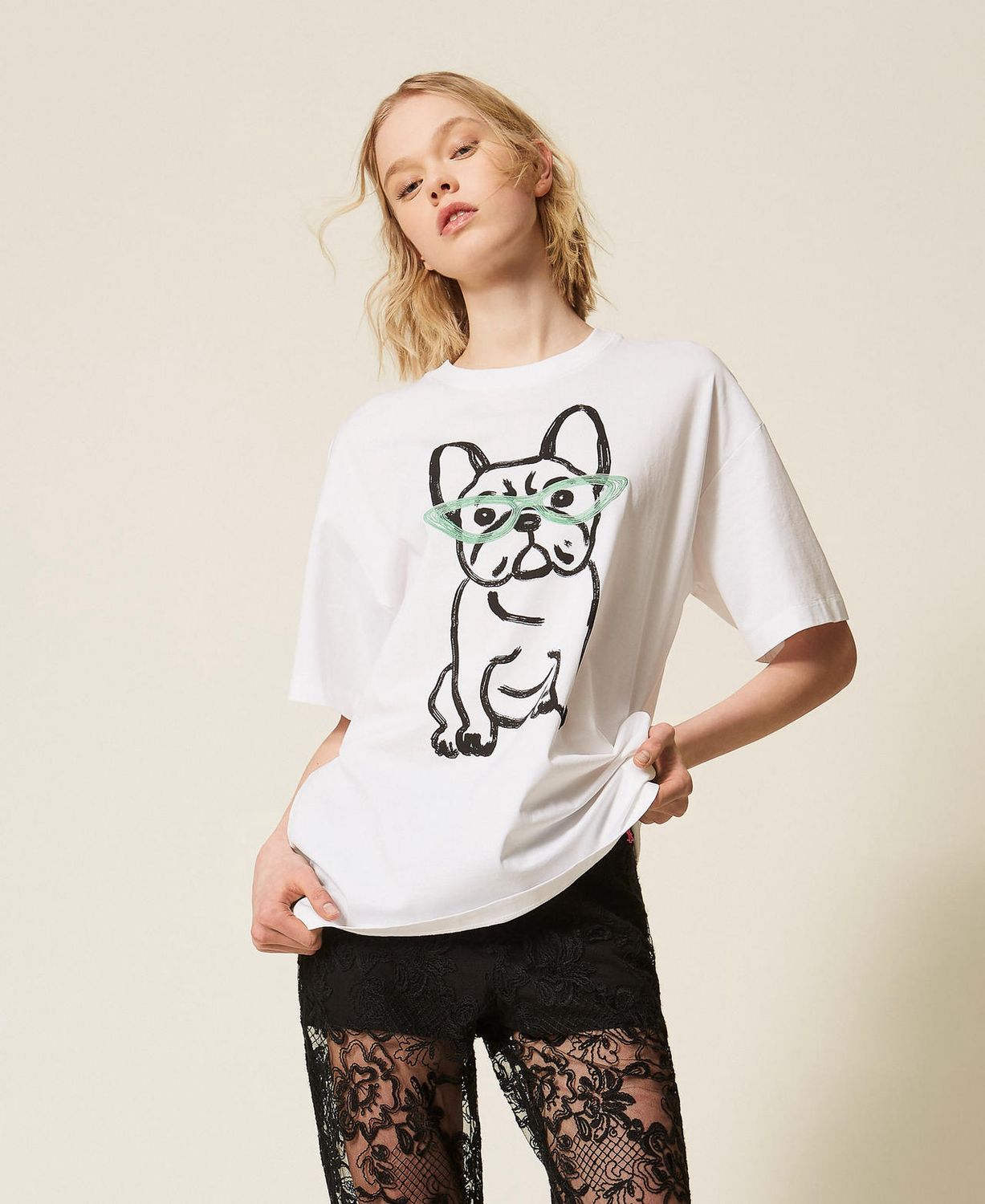 MYFO X ACTITUDE T-shirt over MYFO con stampa e ricamo bulldog