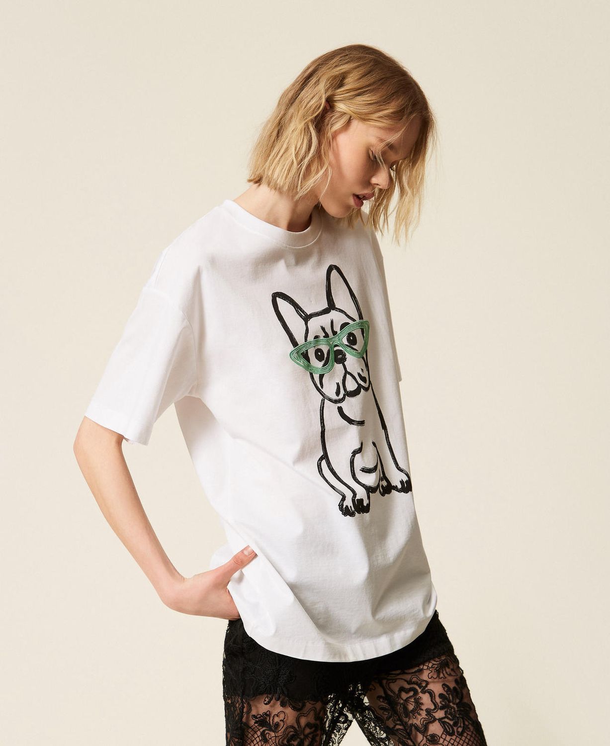 MYFO X ACTITUDE T-shirt over MYFO con stampa e ricamo bulldog