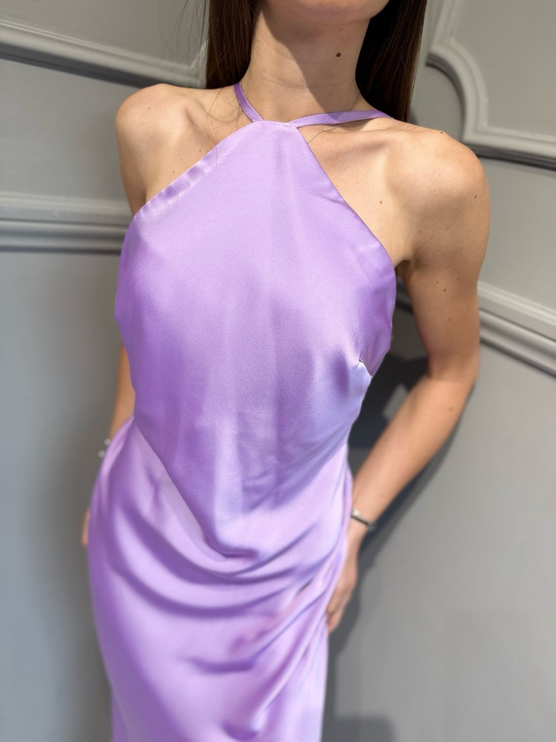SILENCE LIMITED - abito in satin QUERIDA_dress. SLAB018 liliac