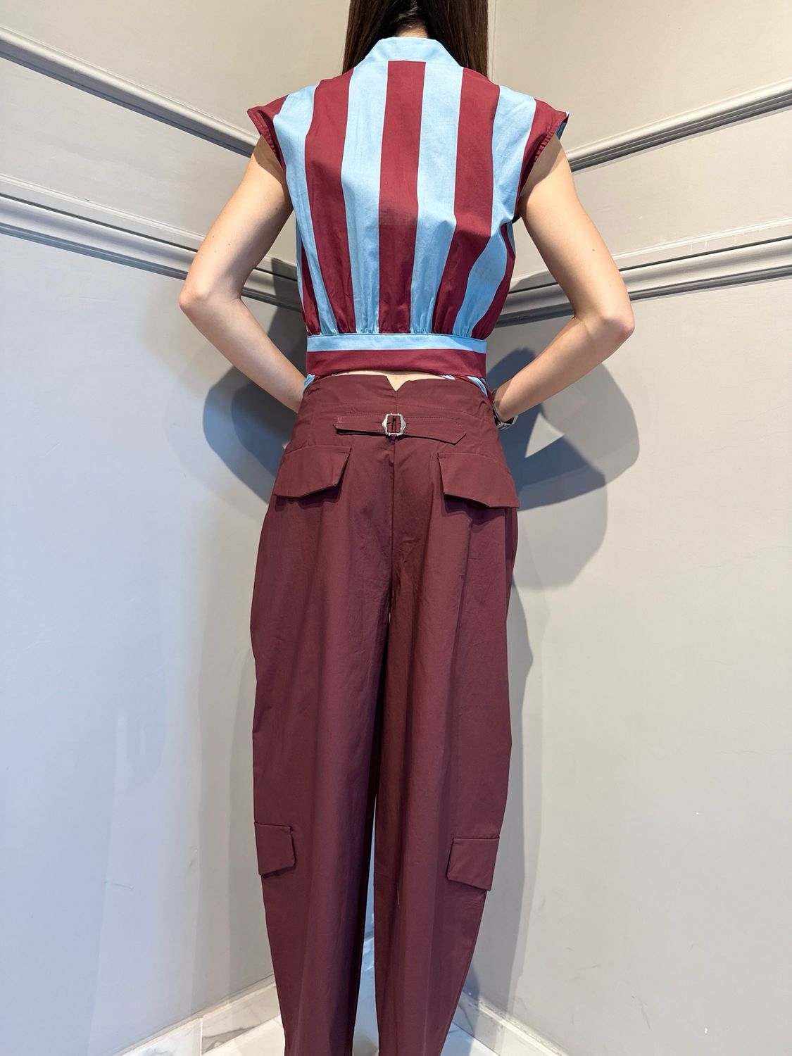 MOTEL - pantalone in cotone parachute 26P5223 bordeaux