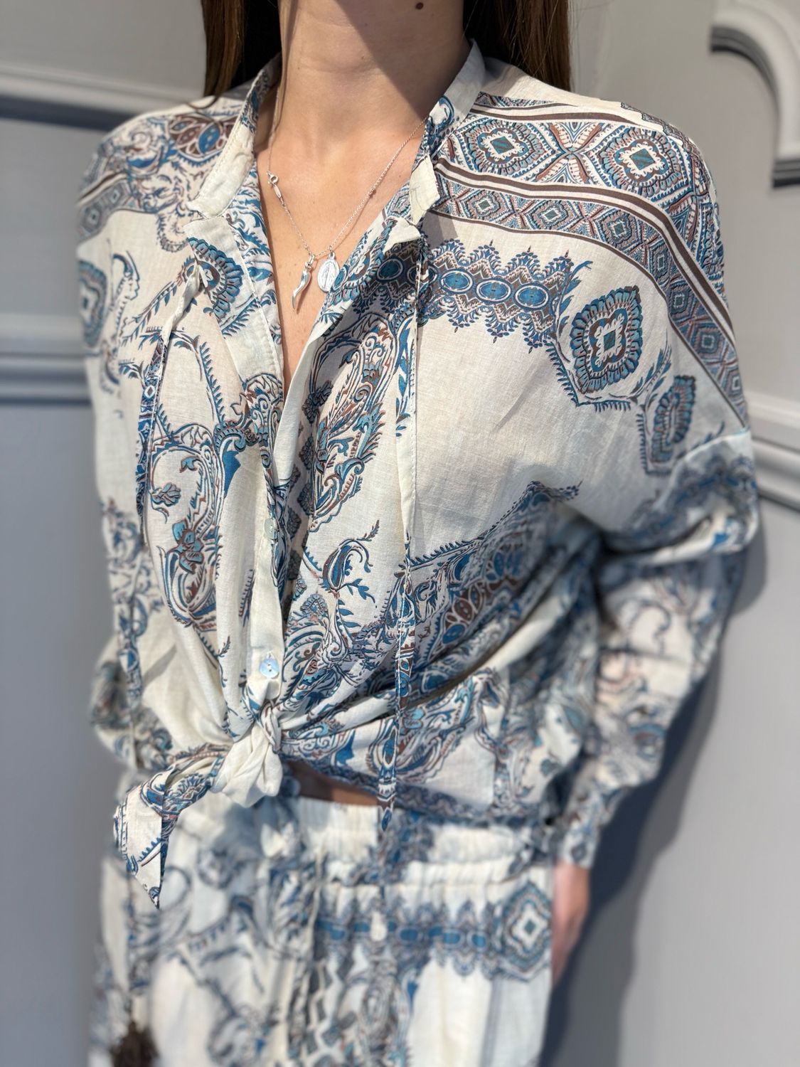 MOTEL - camicia in mussola di cotone fantasia S26CG98