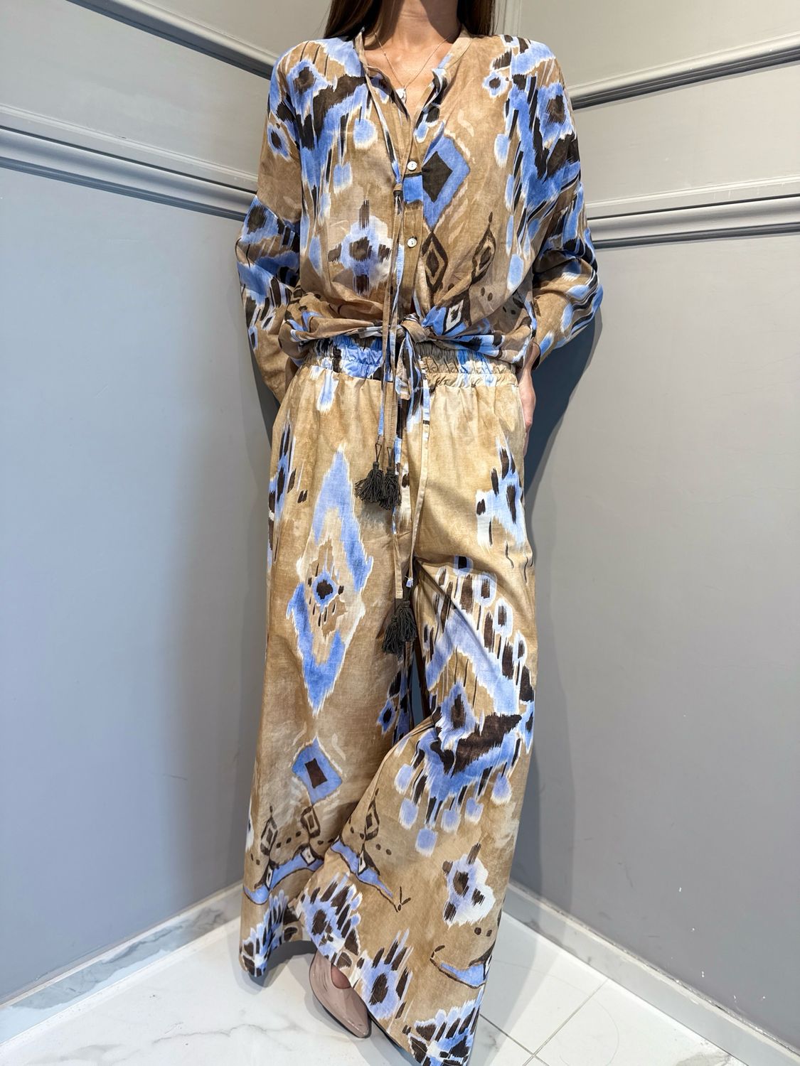 TENSIONE IN - pantalone a palazzo in cotone S26PJ53