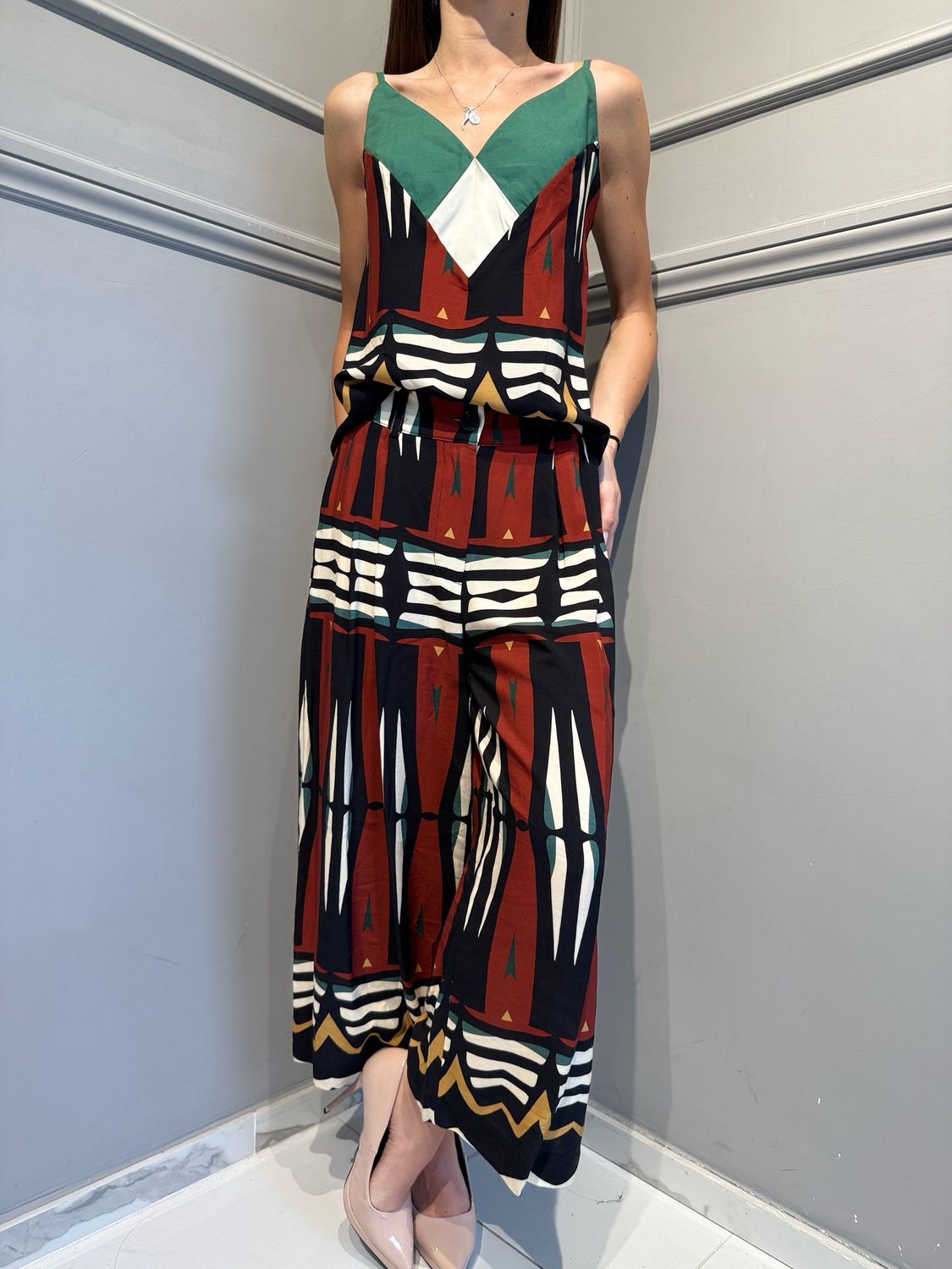 HAVE ONE - pantalone a palazzo elastico in vita PVS-Q620