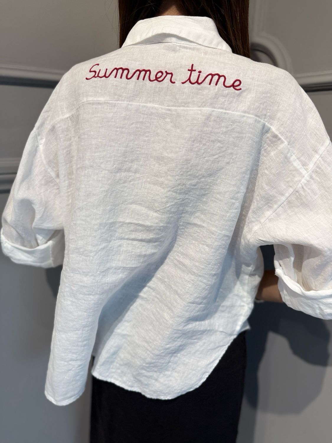 TENSIONE IN - camicia in puro lino S26CI93 bianco