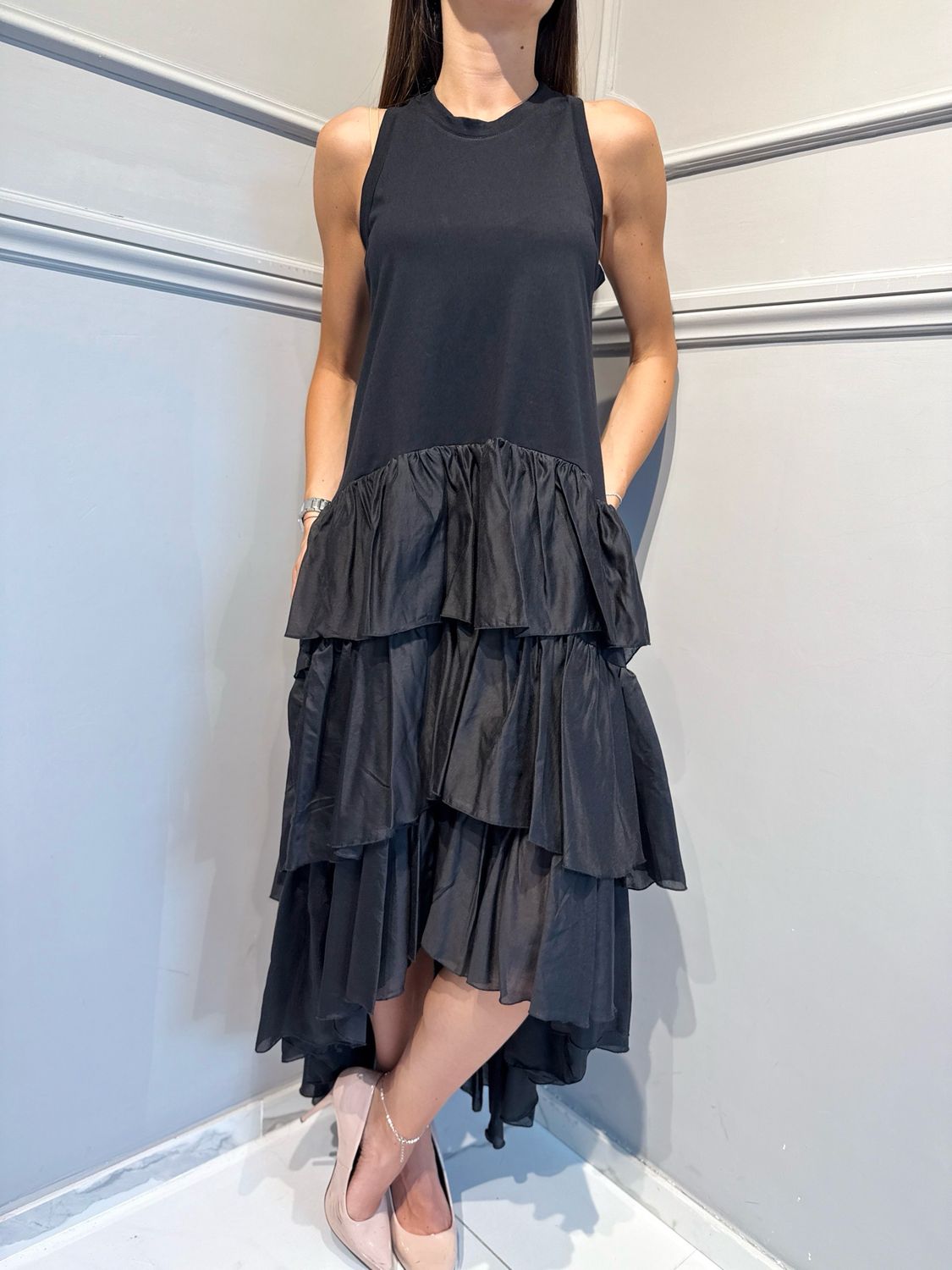 TENSIONE IN - abito con balze PE260264 nero
