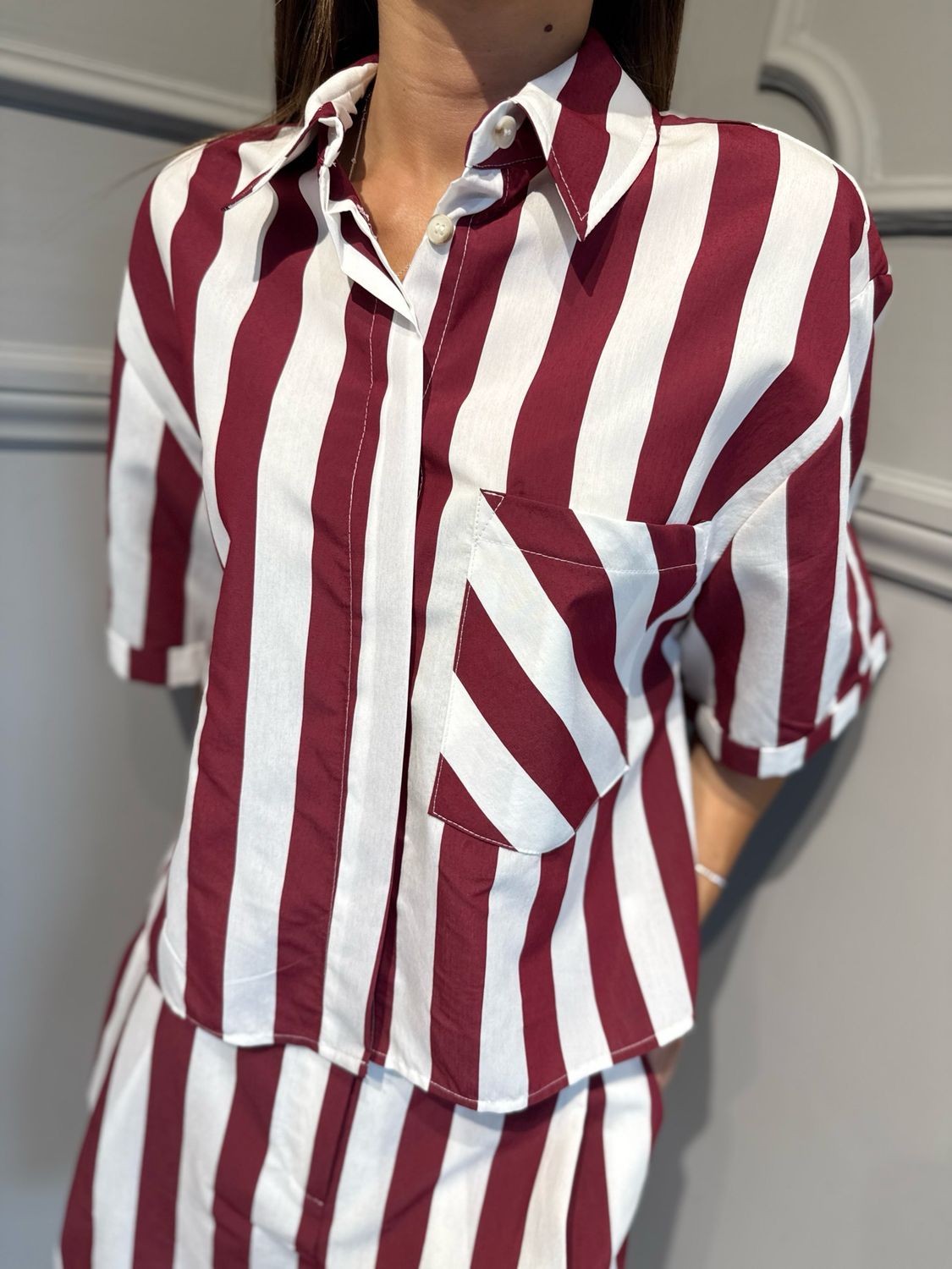 MOTEL - camicia 26C5329 bordeaux