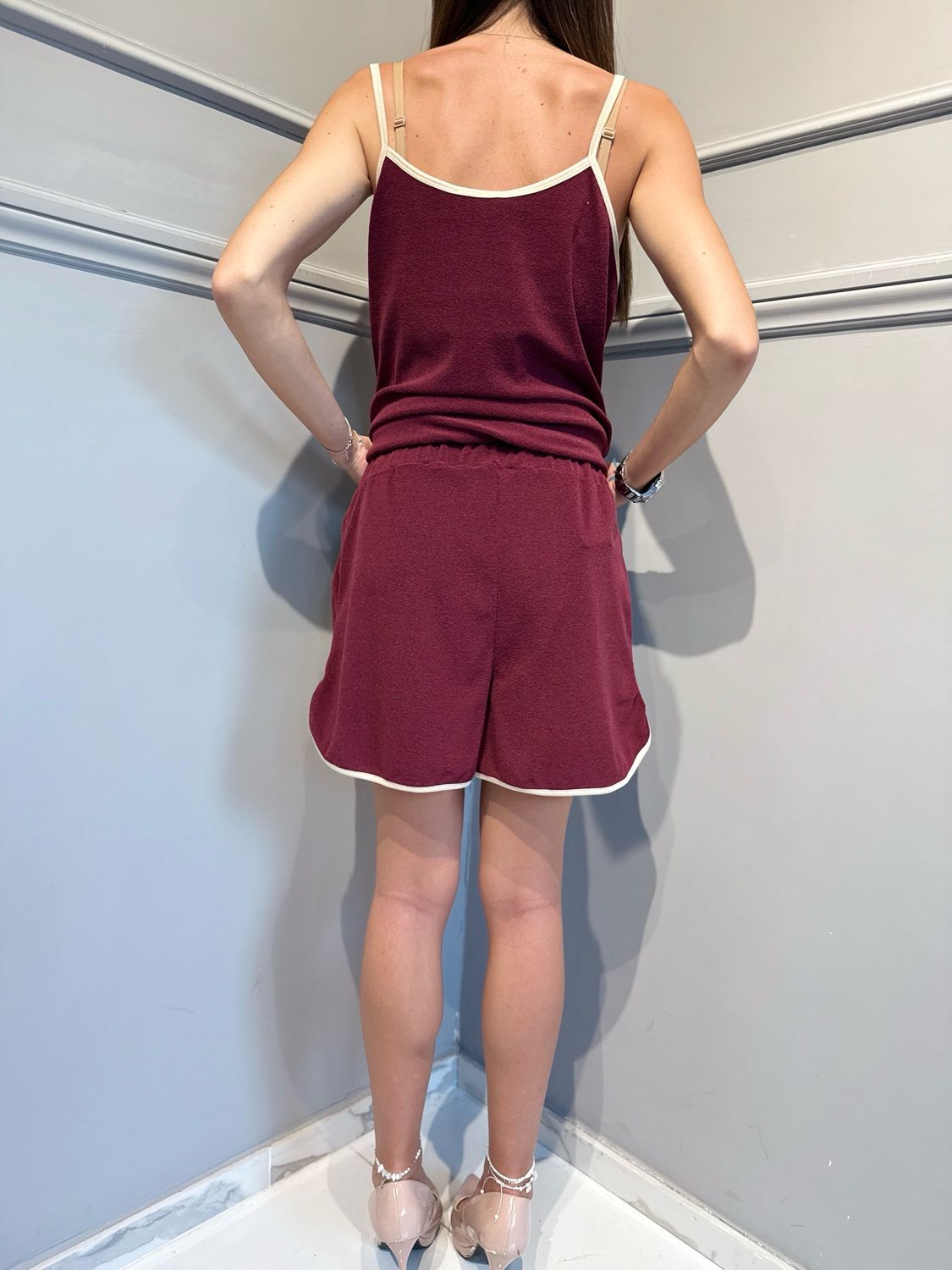 MOTEL - canotta in spugna 26T5334 bordeaux/crema