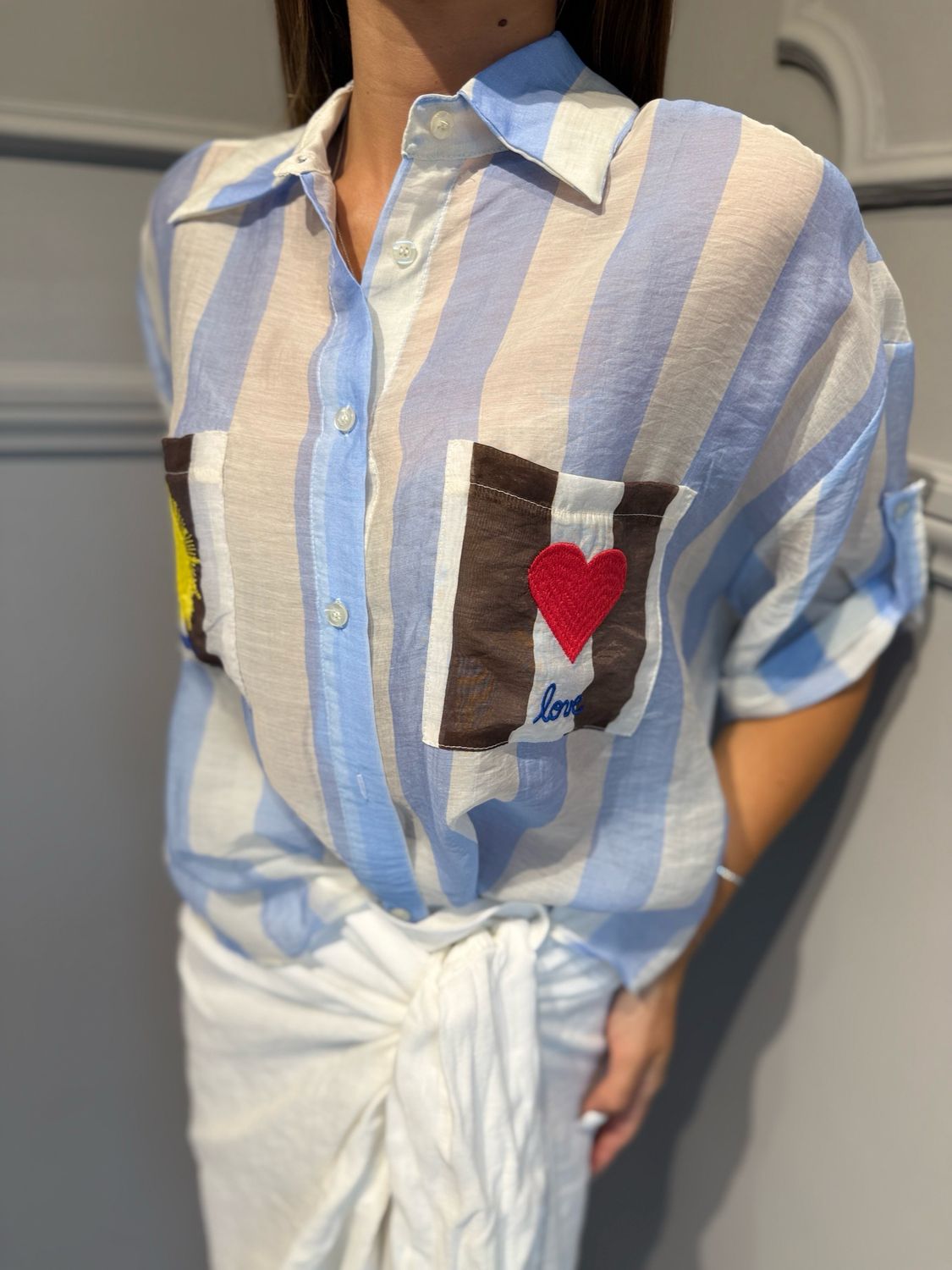 TENSIONE IN - camicia PE260337 celeste/moro