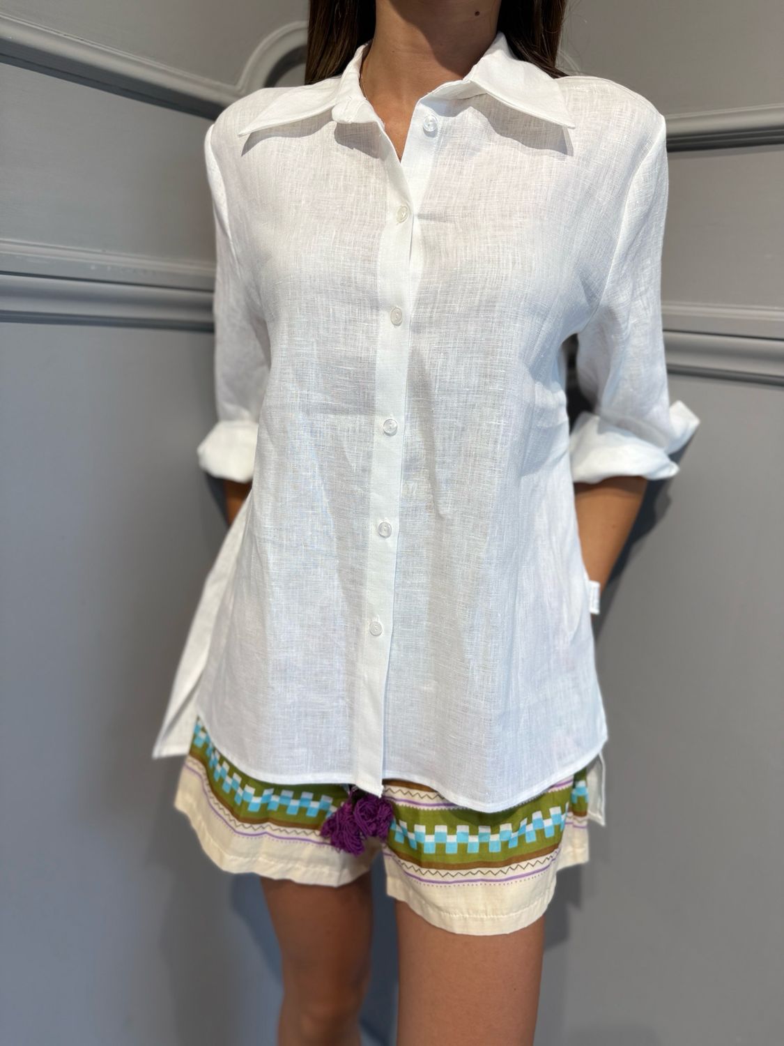 TENSIONE IN - camicia in puro lino S25CF70 naturale