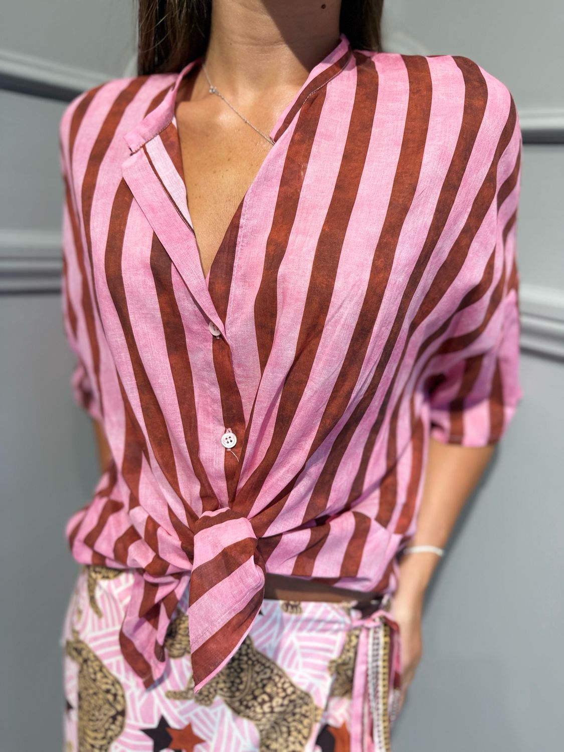 VICOLO - Twinset camicia viscosa+gonna pareo cotone TAB3238