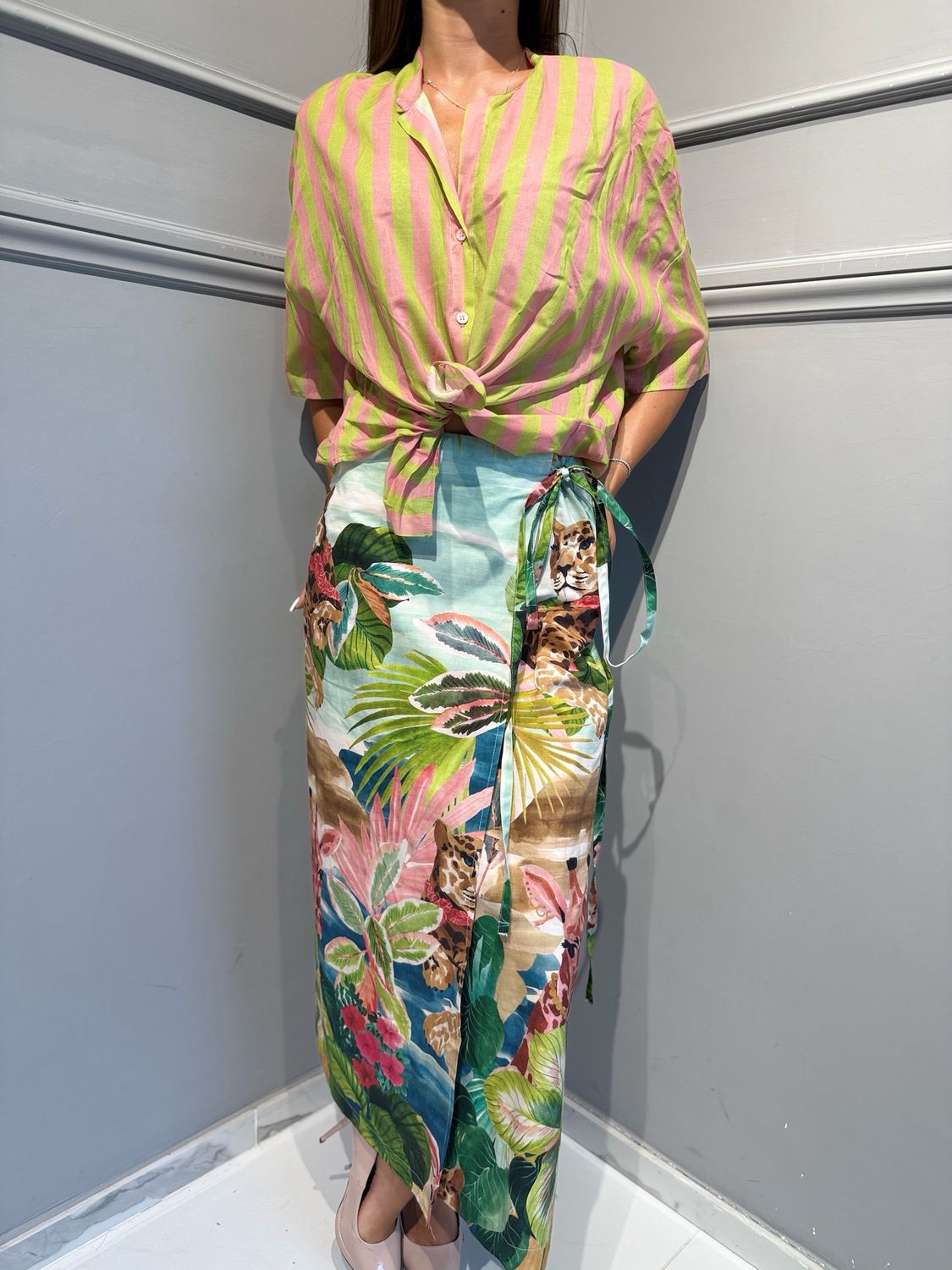 VICOLO - Twinset camicia+gonna lunga pareo TAB3162
