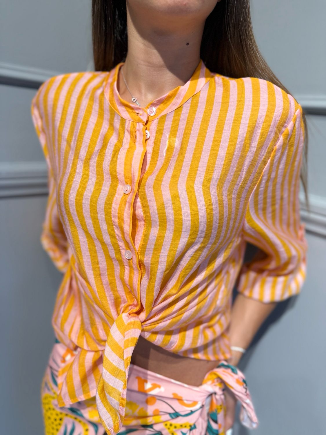 HAVE ONE - camicia eco riga CVS-Q423 arancio