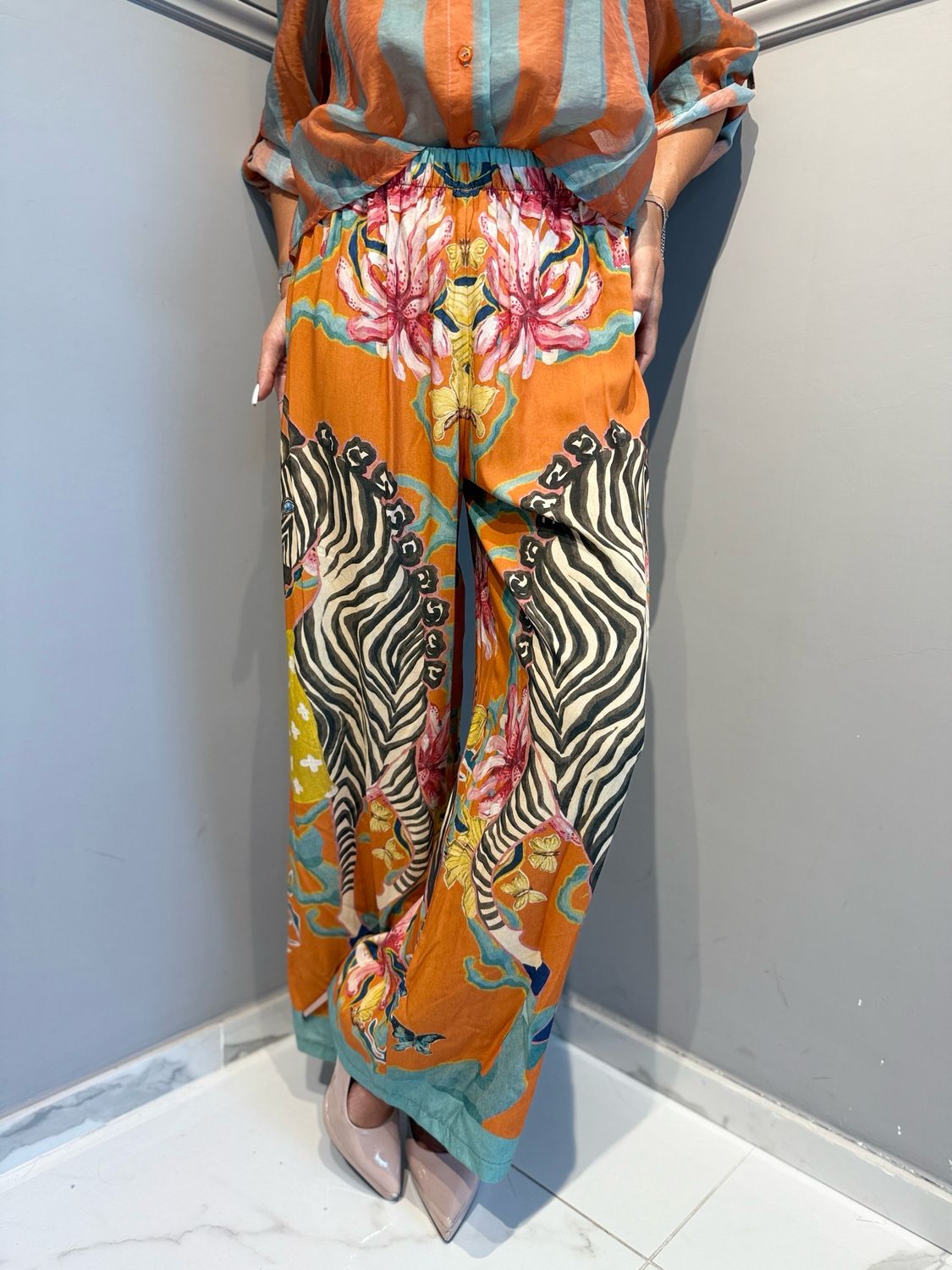 HAVE ONE - pantalone a palazzo PVS-Q703 fantasia