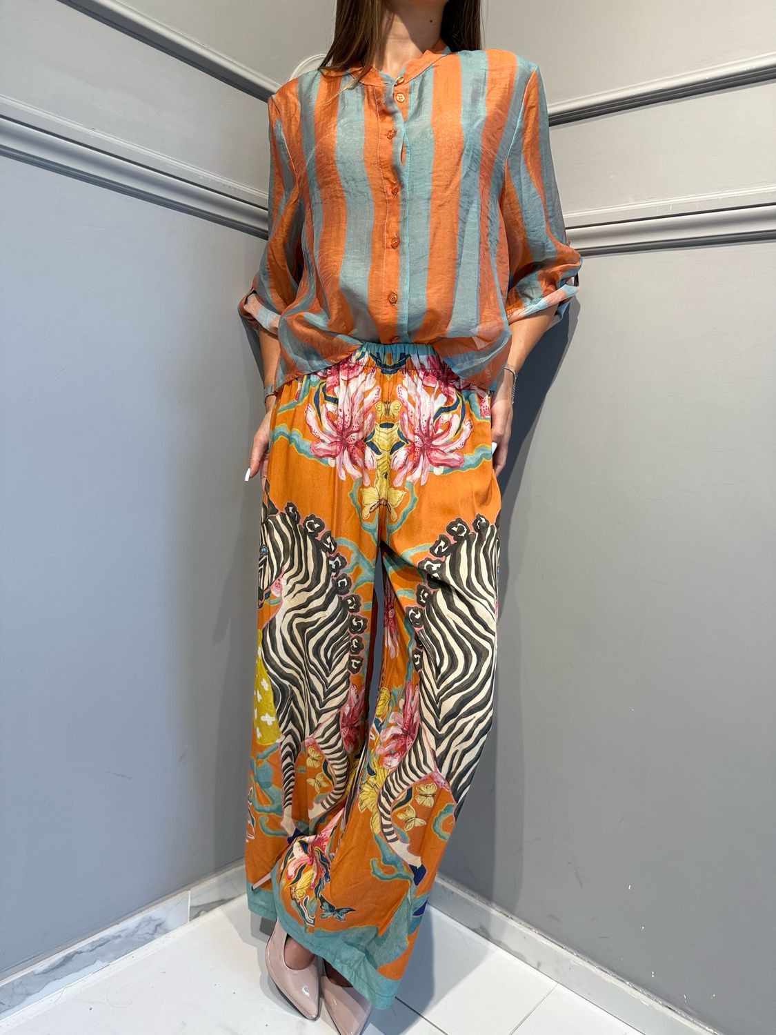 HAVE ONE - pantalone a palazzo PVS-Q703 fantasia