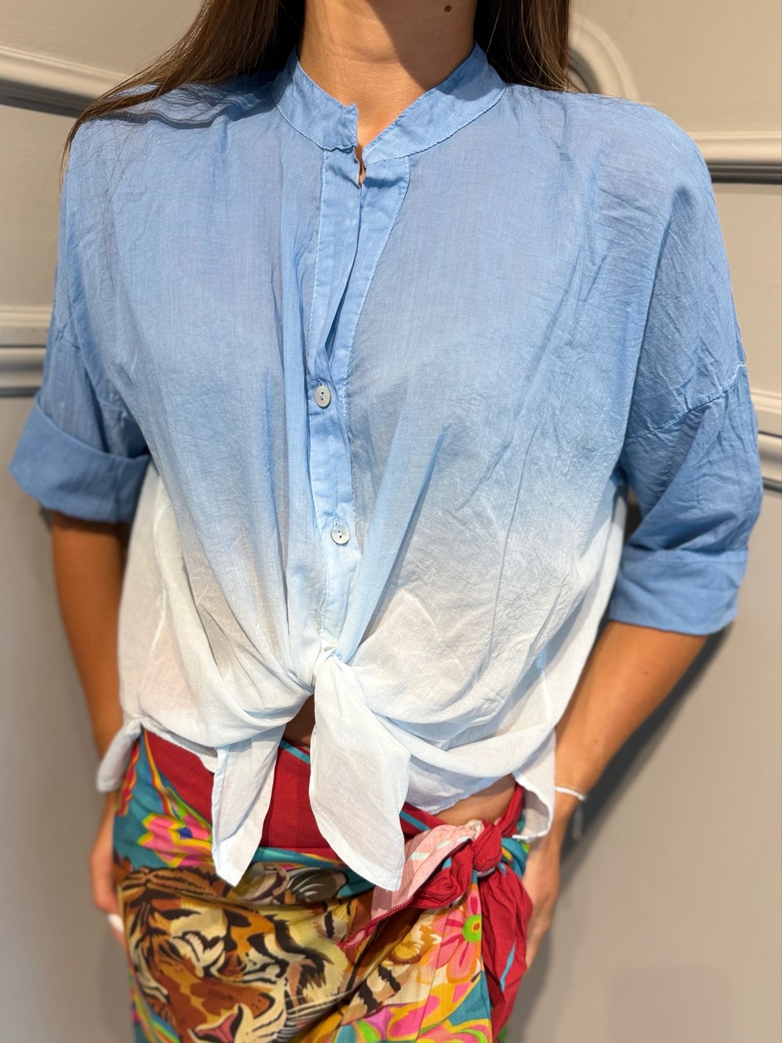 HAVE ONE - camicia sfumata CFL-Q475 cielo