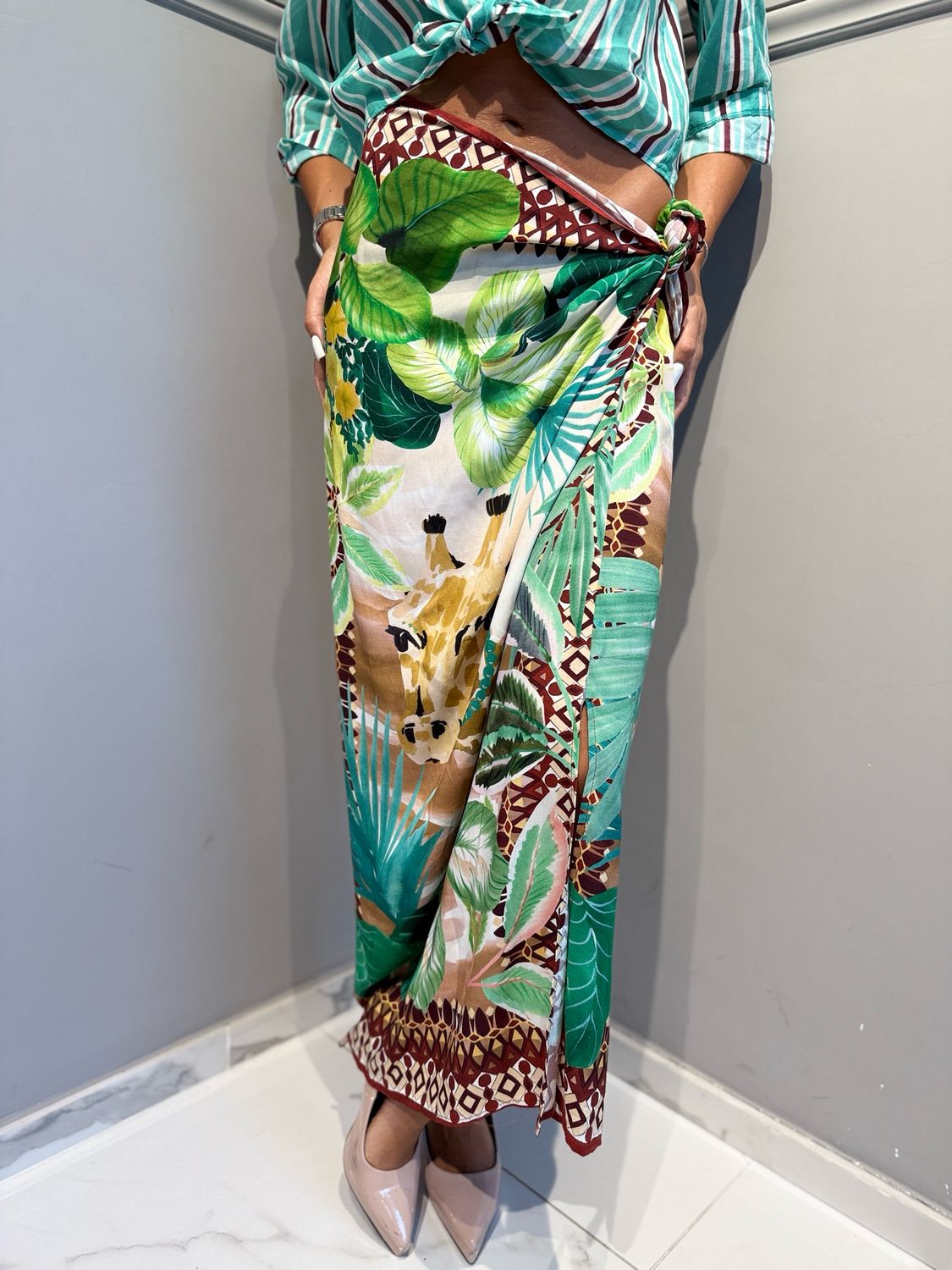 MOTEL - gonna lunga pareo foulard 39897 verde acqua