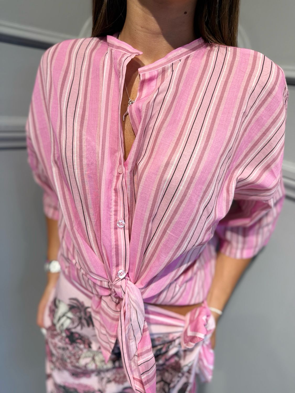 TENSIONE IN - camicia eco riga PE250474 rosa