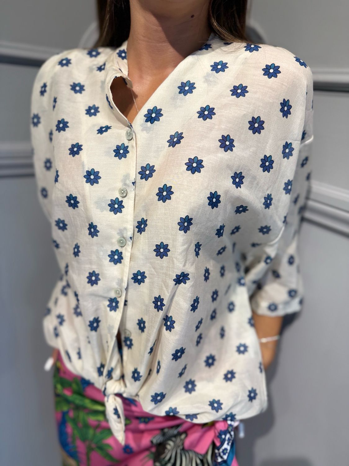 TENSIONE IN - camicia fiorellini misto seta 40006