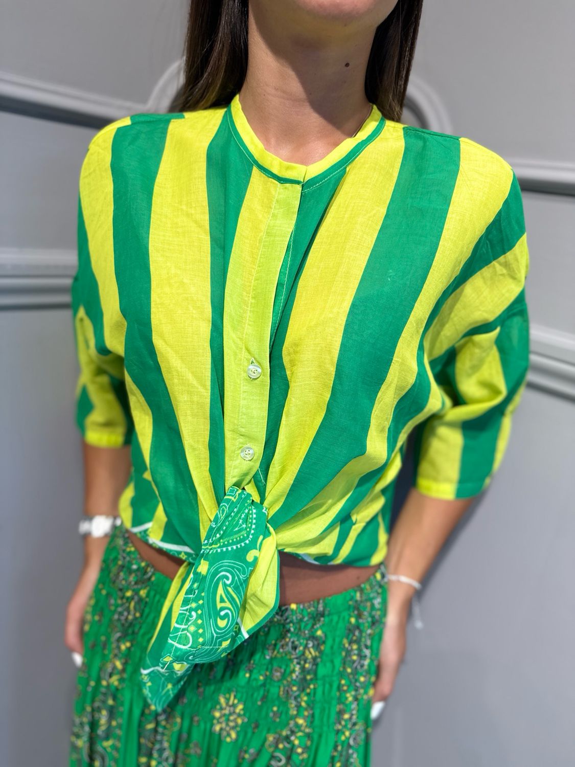 TENSIONE IN - camicia eco riga PE260509 verde