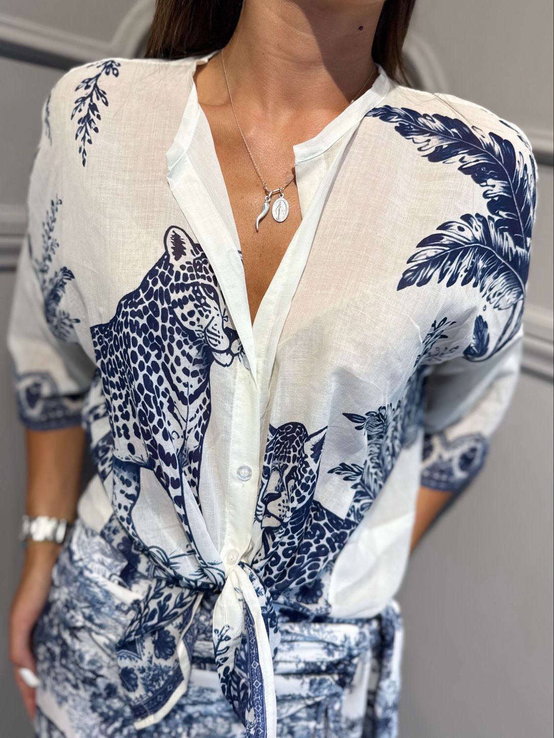 TENSIONE IN - camicia tigre PE260493 blu