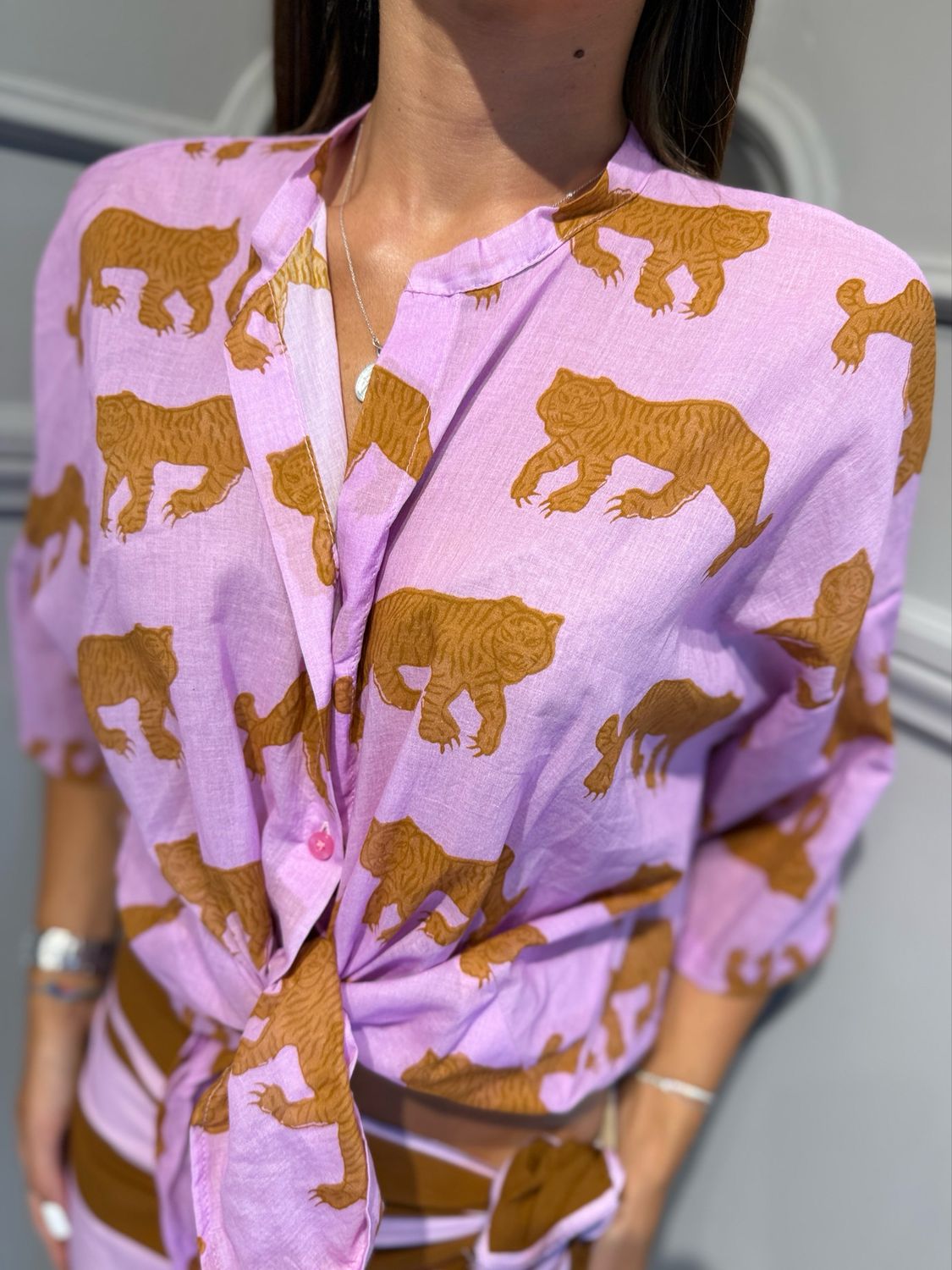 TENSIONE IN - camicia mussola tigri PE260438 lilla