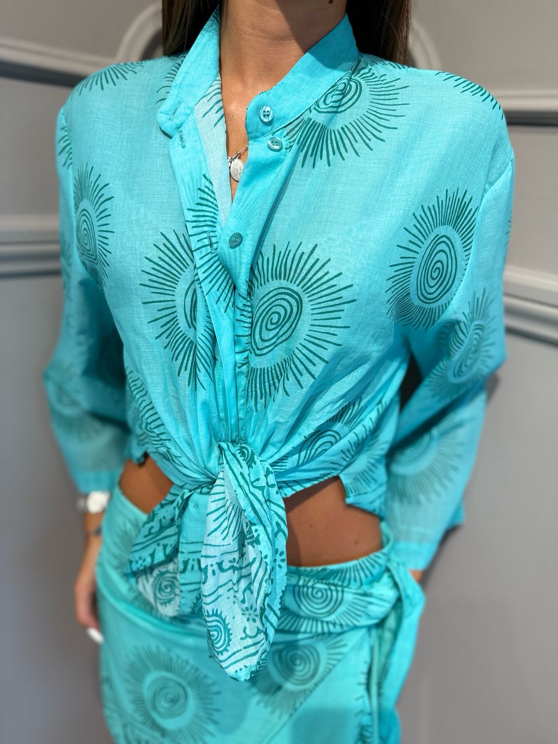 TENSIONE IN - camicia in mussola PE260402 turchese