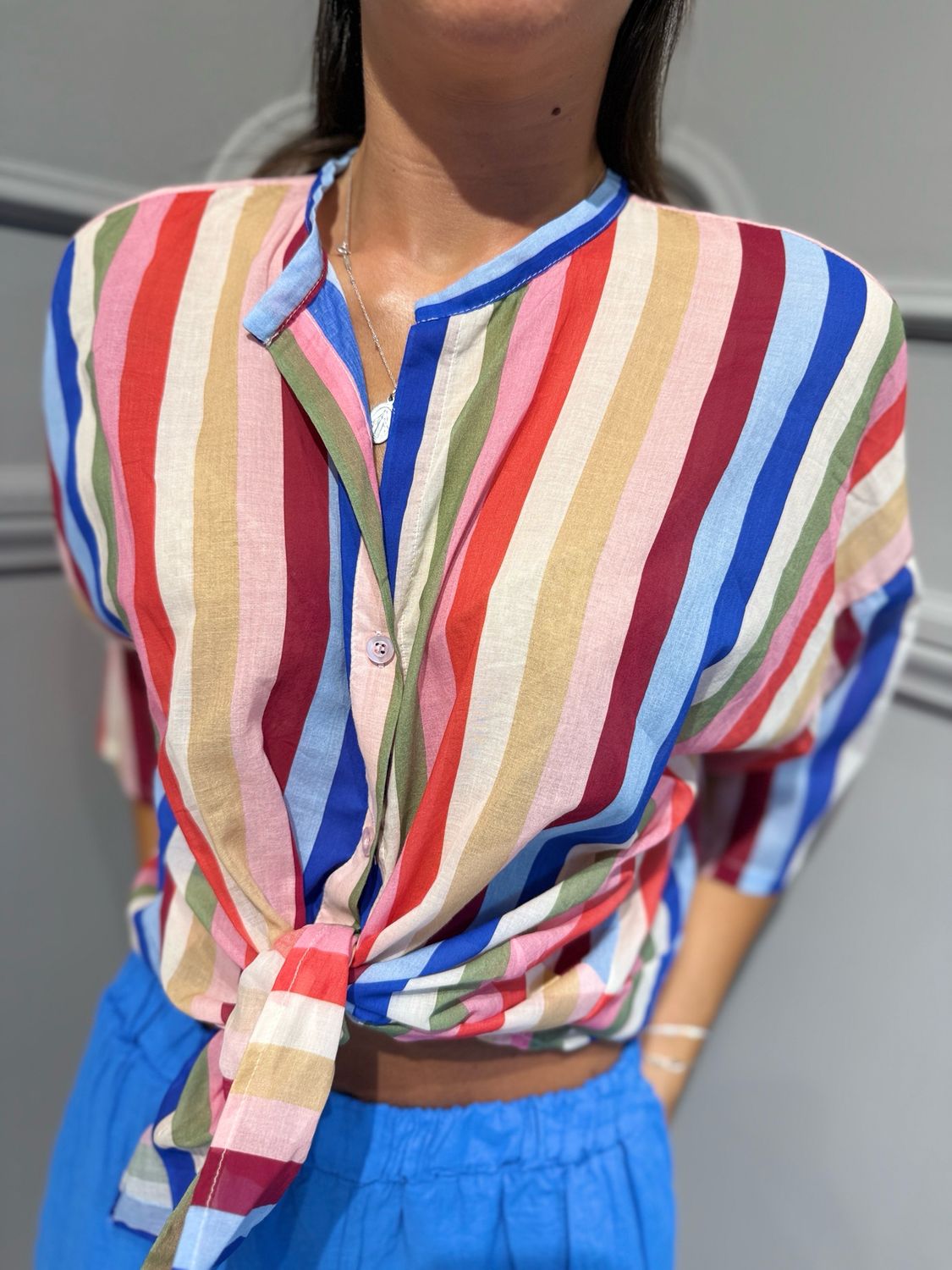 TENSIONE IN - camicia eco righe PE260487 arcobaleno