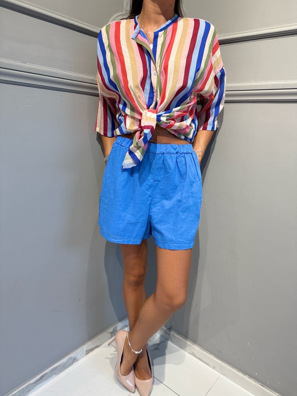 TENSIONE IN - camicia eco righe PE260487 arcobaleno