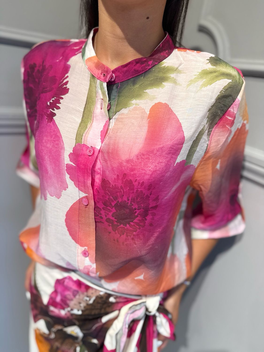 HAVE ONE - camicia fiore CCS-Q503 verde/viola /arancio