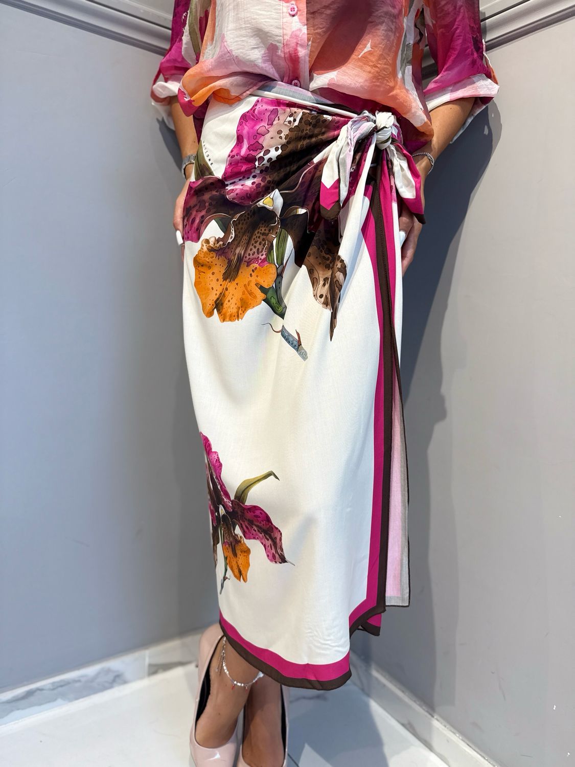 HAVE ONE - gonna pareo lunga fiore FVS-Q281 fucsia