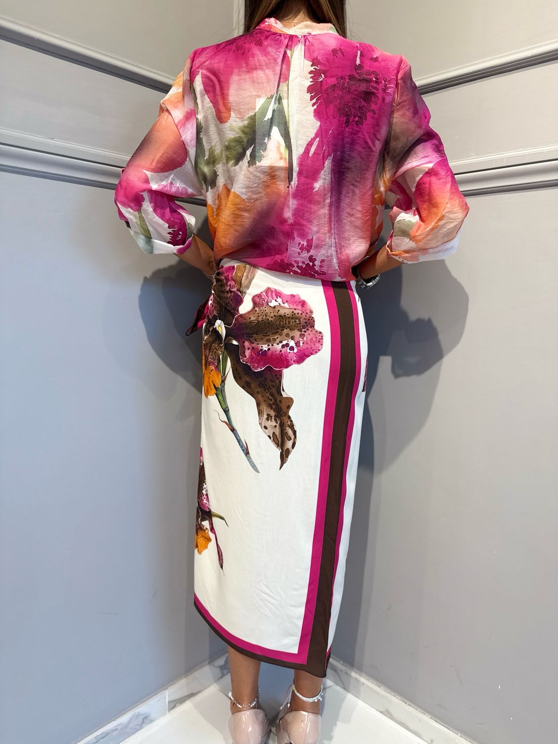 HAVE ONE - gonna pareo lunga fiore FVS-Q281 fucsia