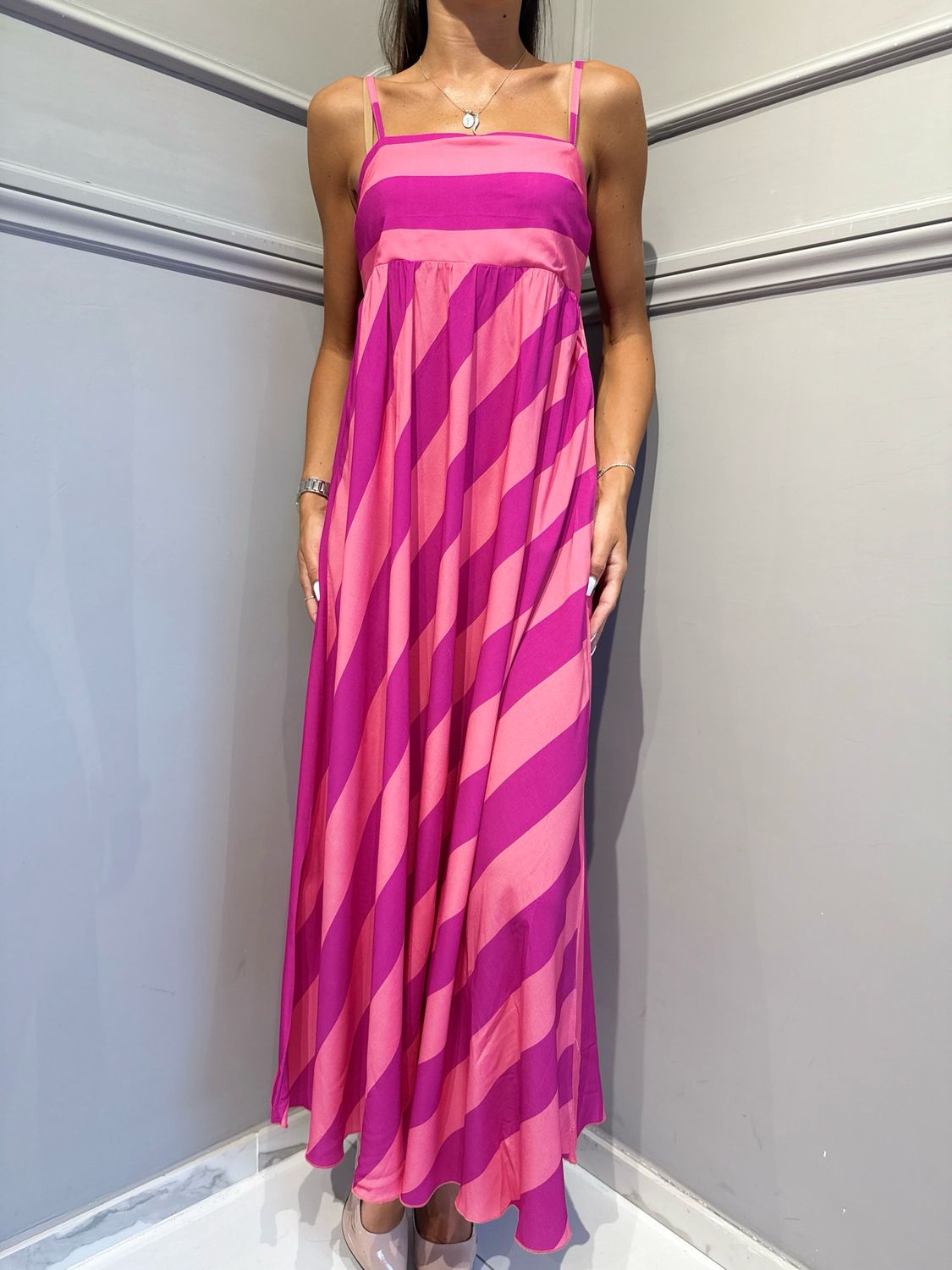 TENSIONE IN - abito riga PE260441 fucsia/rosa