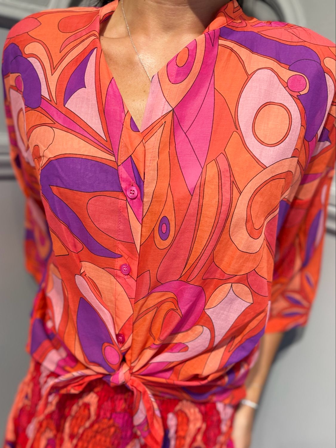 TENSIONE IN - camicia fantasia pucci PE260541 corallo