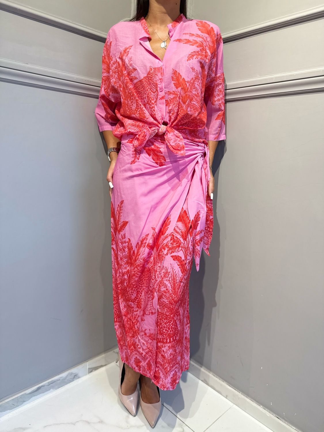 TENSIONE IN - camicia fantasia Dior PE260552 rosso/fucsia