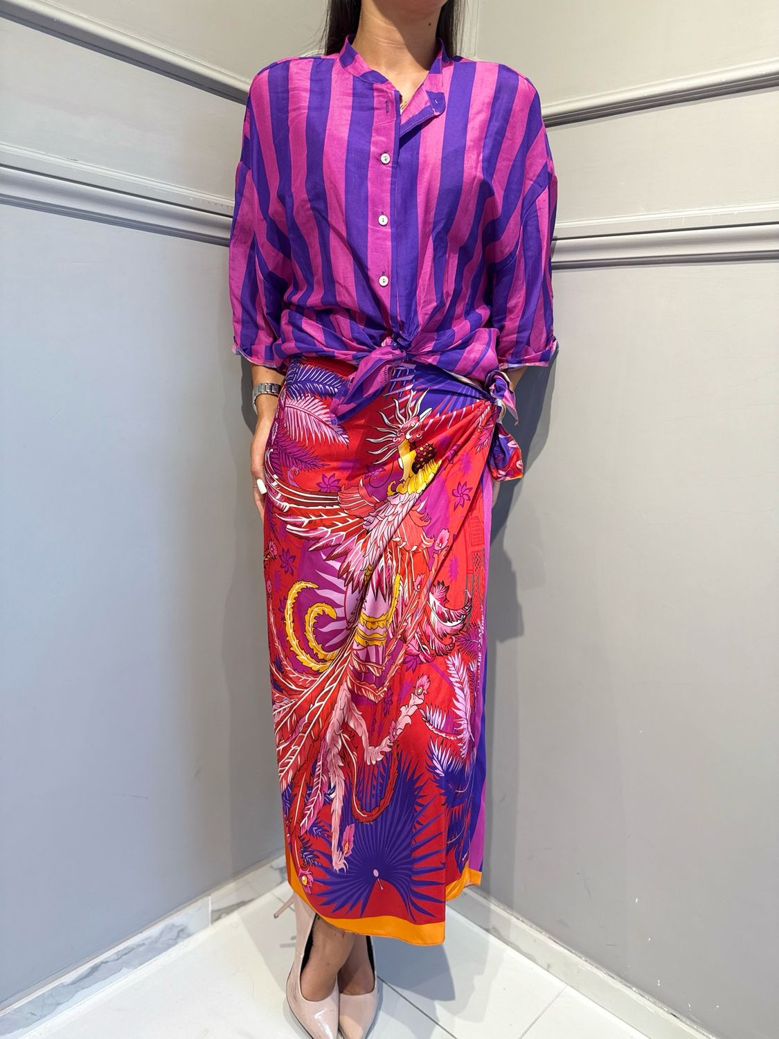 TENSIONE IN - gonna foulard lunga 4076 fenice viola