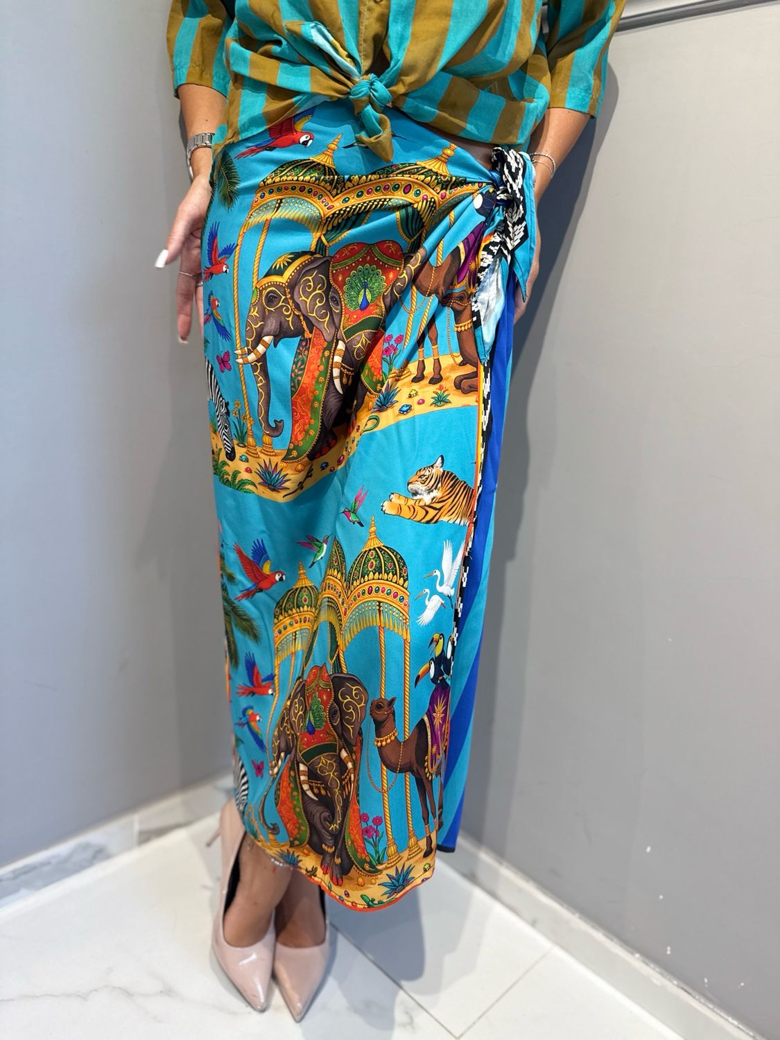 TENSIONE IN - gonna foulard  lunga elefanti 39928