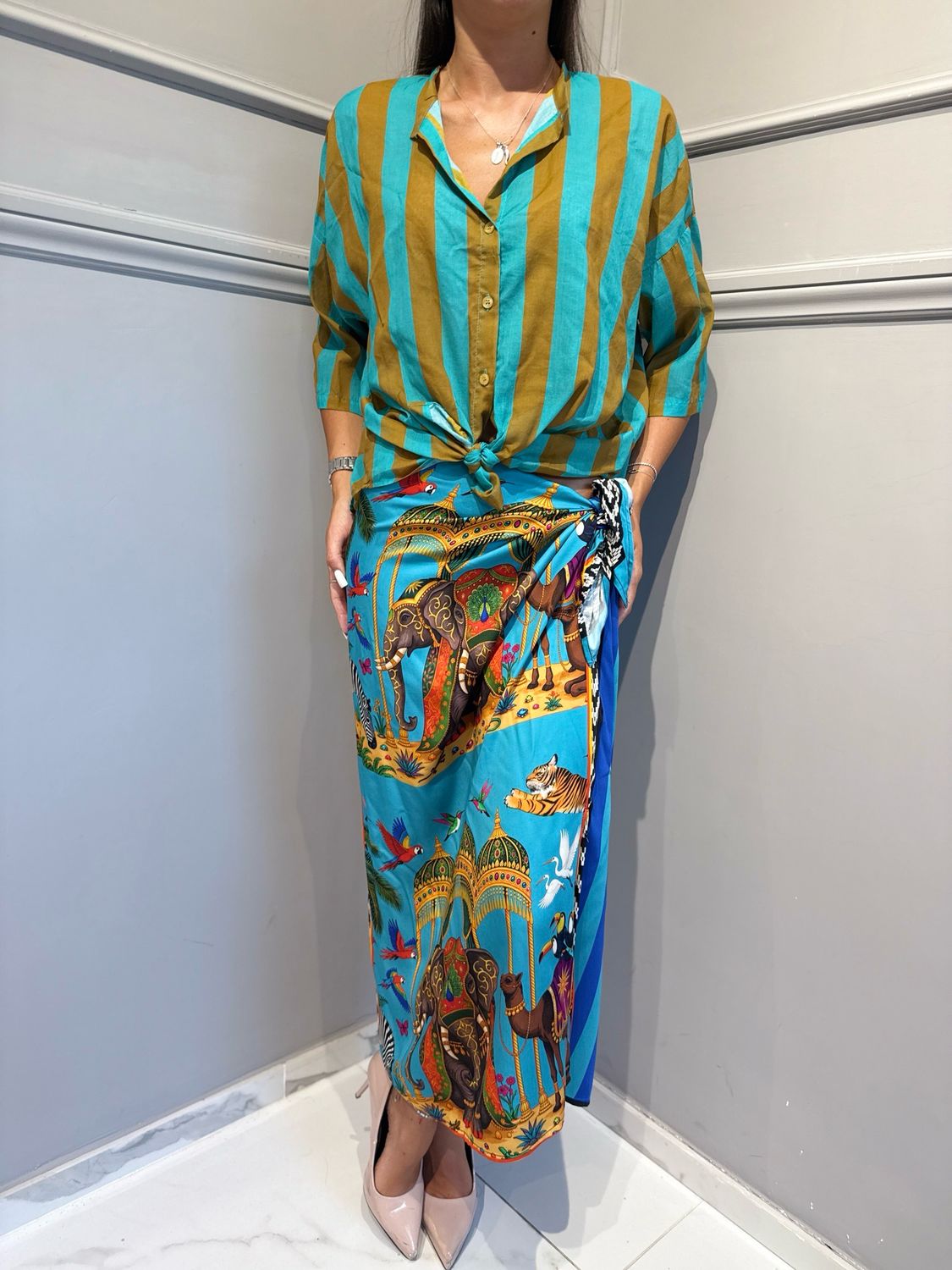 TENSIONE IN - gonna foulard lunga elefanti 39928