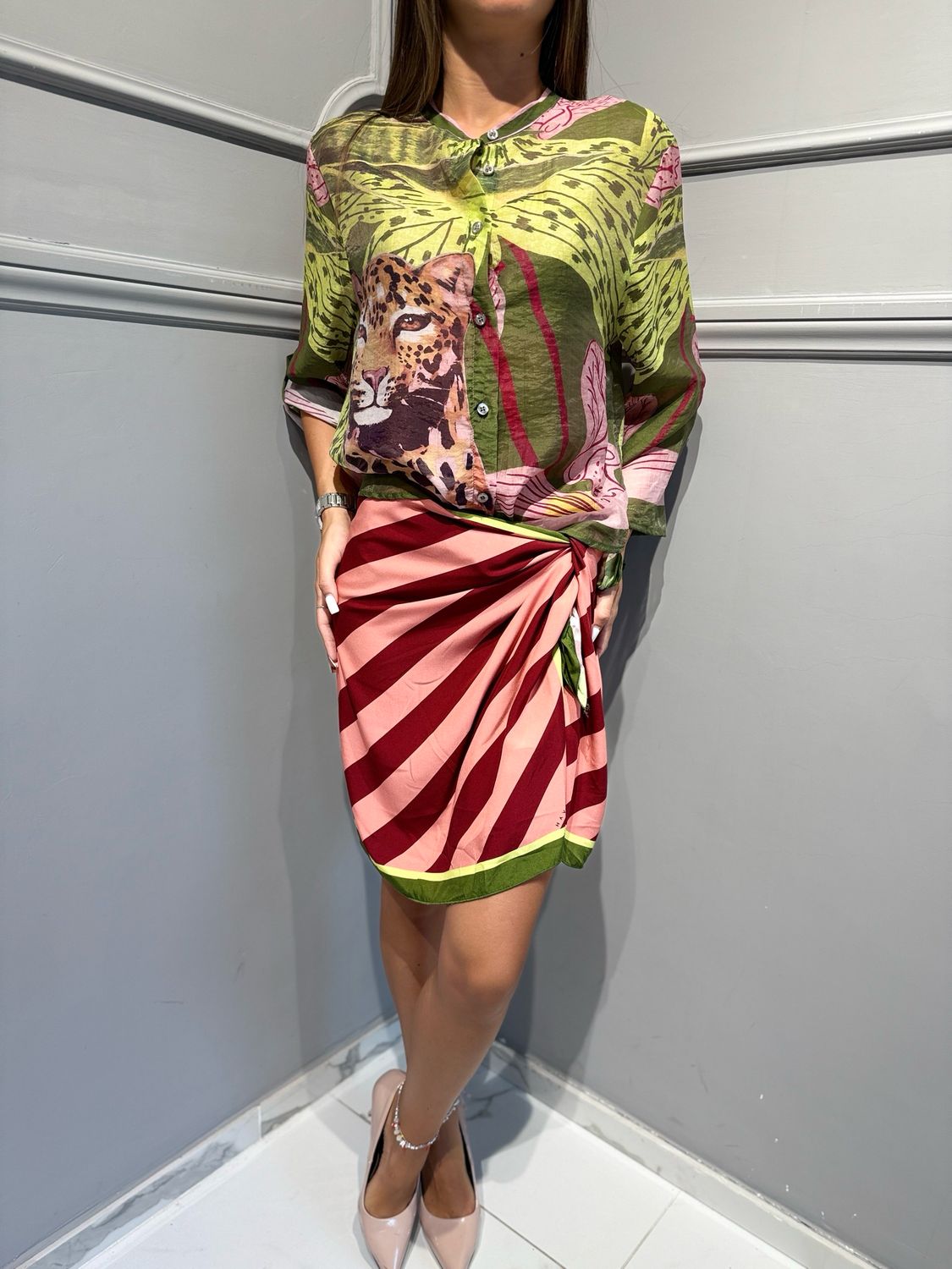 HAVE ONE - gonna foulard corta righe GVS-Q272