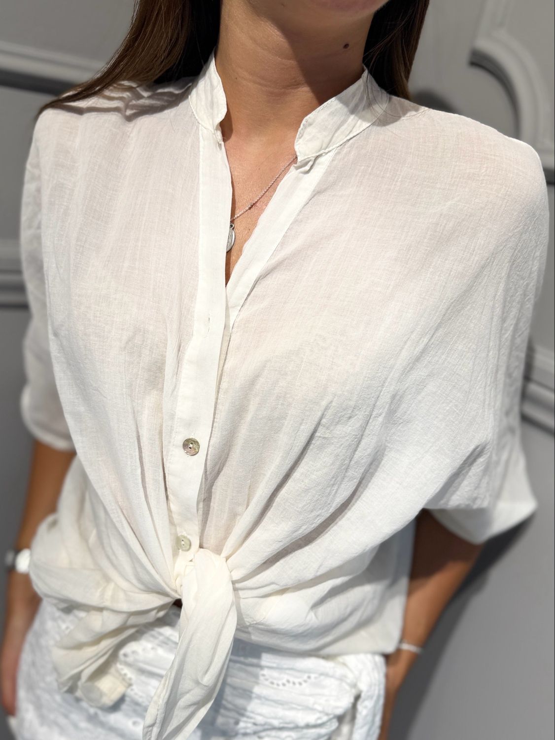 TENSIONE IN - camicia voile G492C45R-PE26 burro