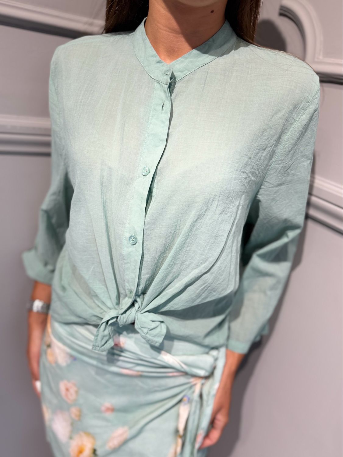 TENSIONE IN - camicia in mussola di cotone PE260330 acqua