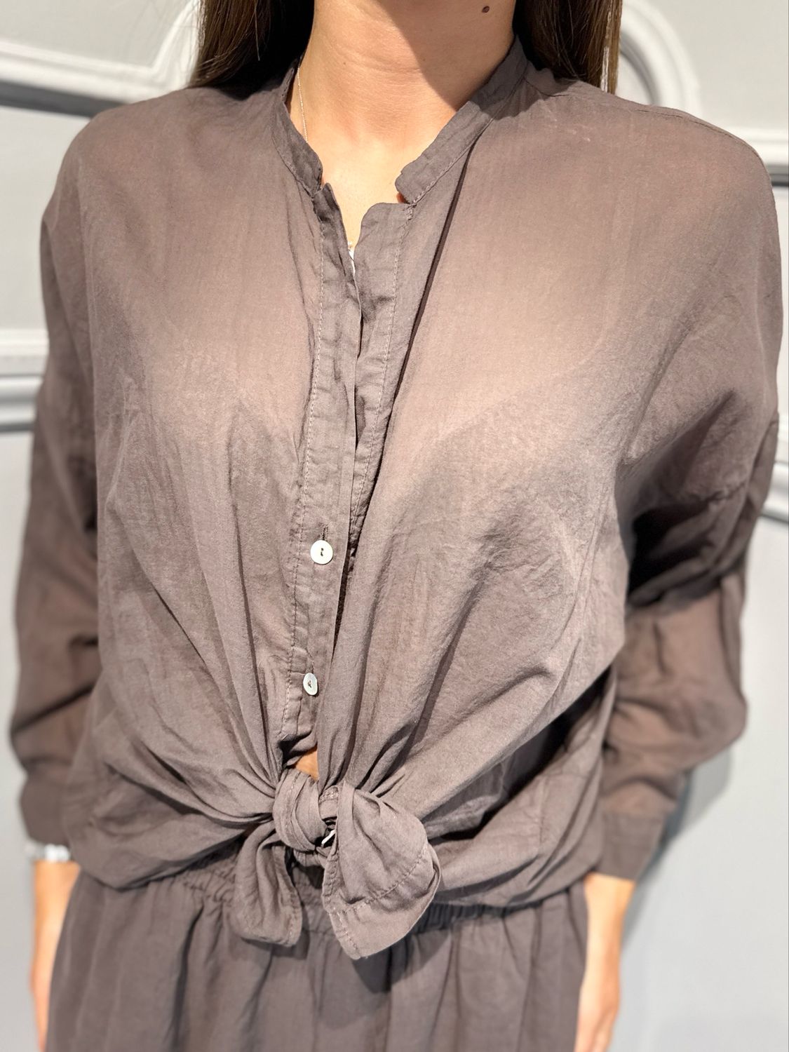 MOTEL - camicia  in mussola di cotone S26CM00 cioccolato