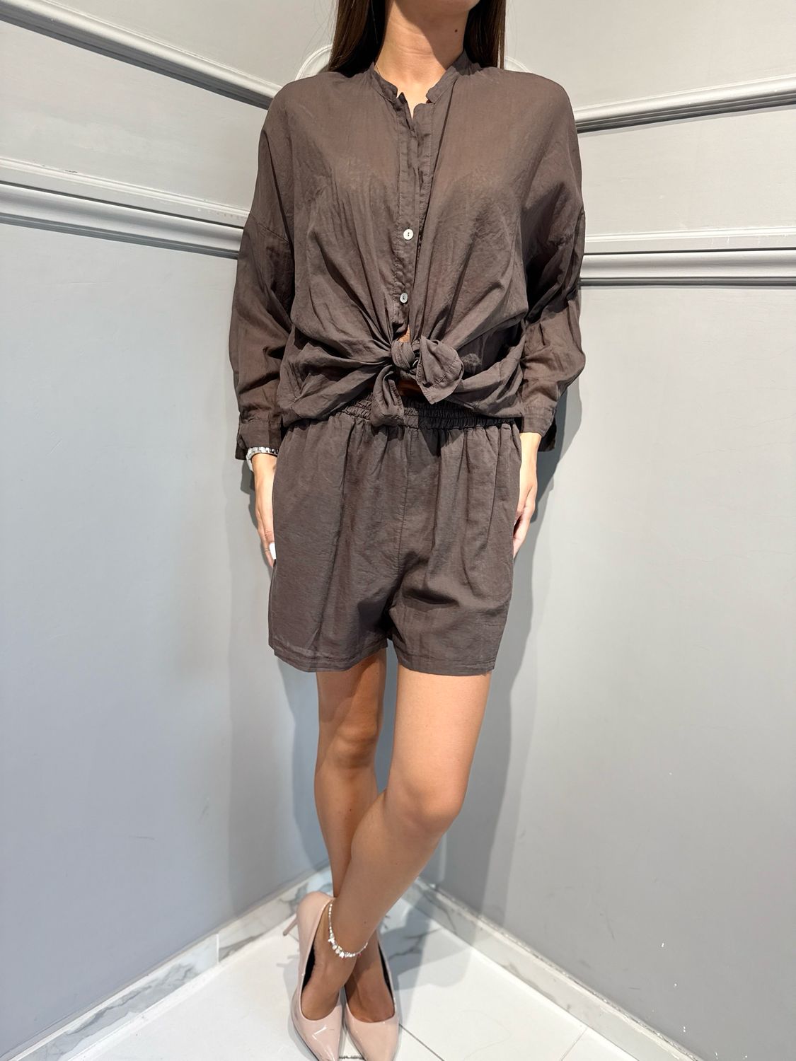 MOTEL - camicia  in mussola di cotone S26CM00 cioccolato