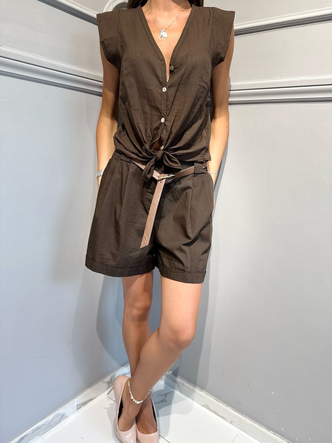 TENSIONE IN - camicia voile H094C35R-PE26 brunette