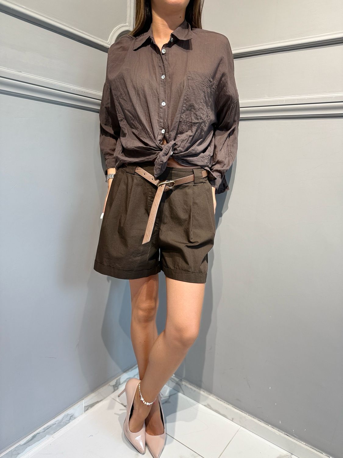 HAVE ONE - pantaloncino con elastico dietro PFL-Q674 brunette