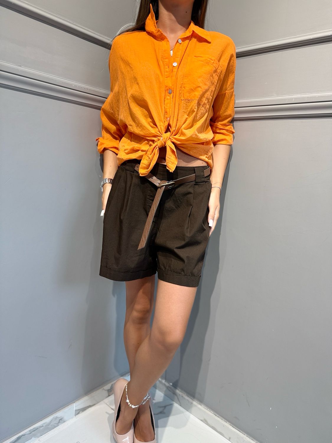 MOTEL - camicia S26CM77 arancione