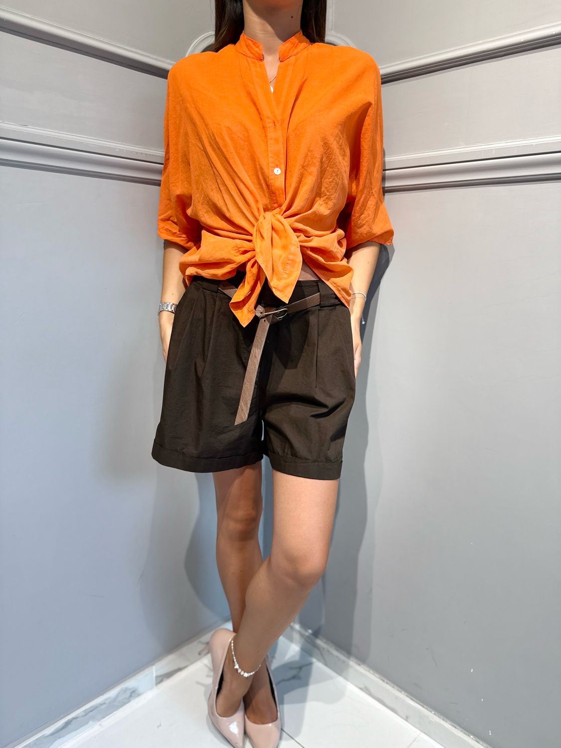 TENSIONE IN - camicia voile G492C35R-PE26 arancio